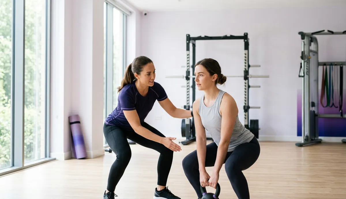 Personal trainer durante una sessione di coaching con ZenBookr