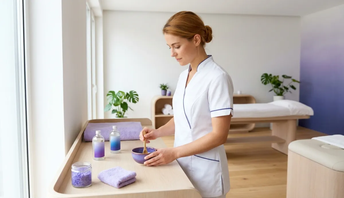 Terapista spa prepara un trattamento benessere con ZenBookr